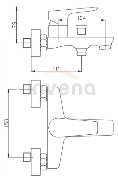 Invena Dokos, vaňová batéria, chróm, INV-BW-19-001-V