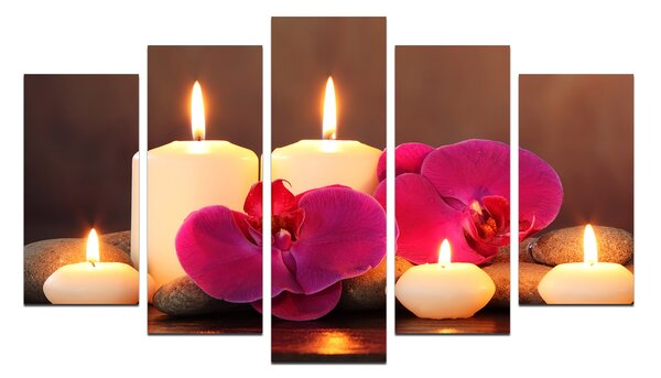 ASIR Súbor obrazov SVIEČKY A ORCHIDEY 110 cm MDF