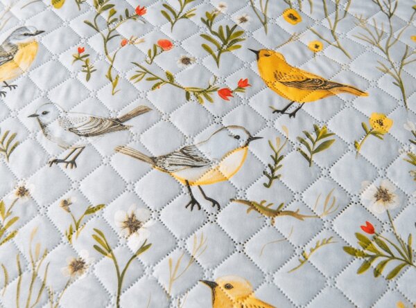 Prehoz na posteľ SPRING BIRDS, farebný Rozmer: 170 x 210 cm
