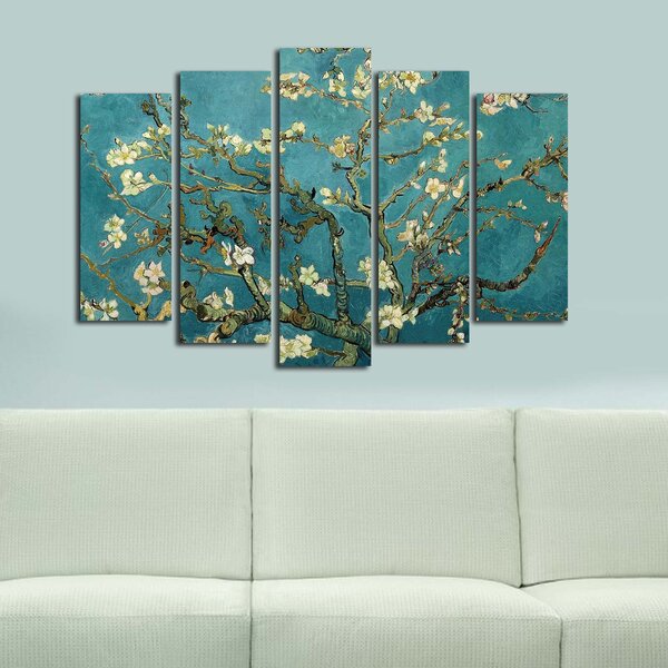 ASIR Súbor obrazov na plátne reprodukcia ALMOND BLOSSOM V. V. GOGH 105 cm