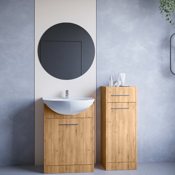 MEBLINE Kúpeľňový nábytok so zrkadlom NEPPA MINI dub artisan