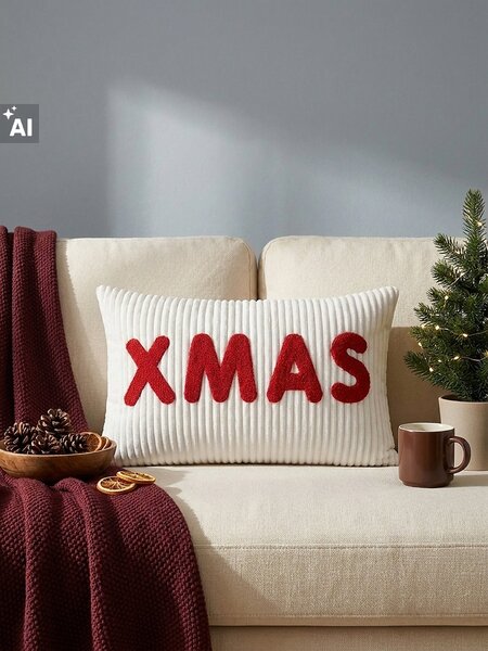 Sinsay - Vianočný dekoračný vankúš s výšivkou XMAS - viacfarebná