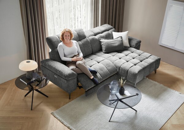 SEDACIA SÚPRAVA, kov, textil, tmavosivá Xora - Sedačky
