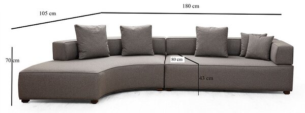 (3591) GONDOL rohová sedacia súprava šedá - ľavá