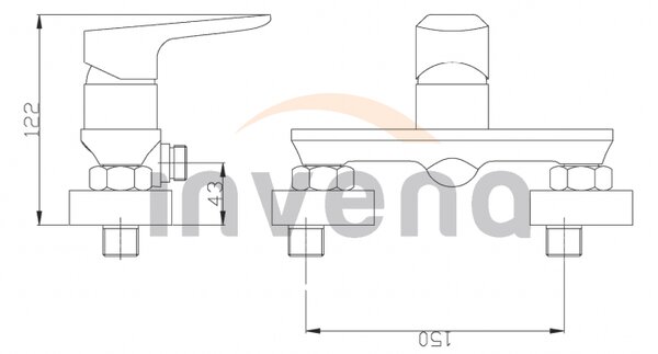 Invena Dokos, nástenná sprchová batéria, biela-chrómová, INV-BN-19-002-V