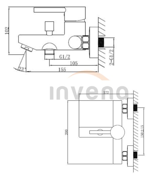 Invena Dokos, vaňová batéria, biela-chrómová, INV-BW-19-002-V