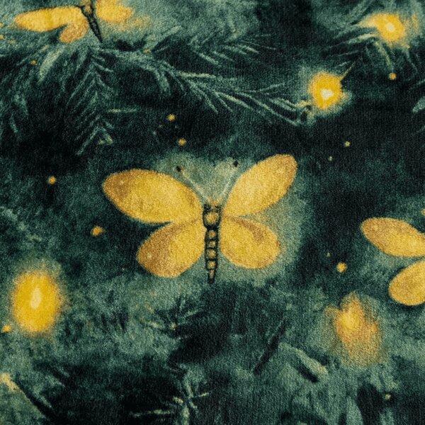 Mikroplyšová deka YELLOW BUTTERFLY, tmavozelená Rozmer: 160 x 200 cm