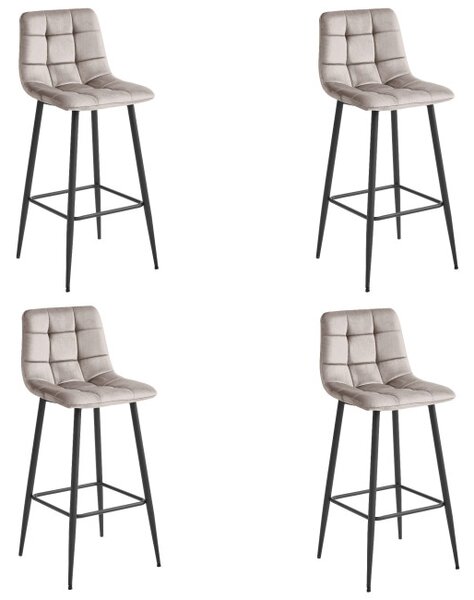 Set štyroch barových stoličiek ARCETO zamatové tmavobéžové (čierne nohy) 4 ks
