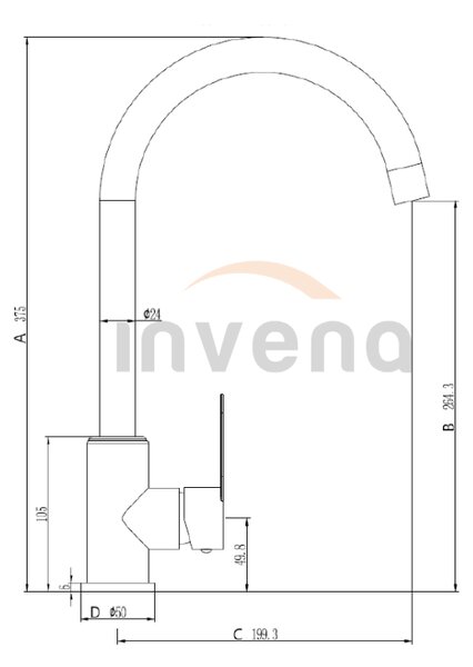 Invena Iron, stojanková drezová batéria, biela-oceľová, INV-BZ-53-L02-L