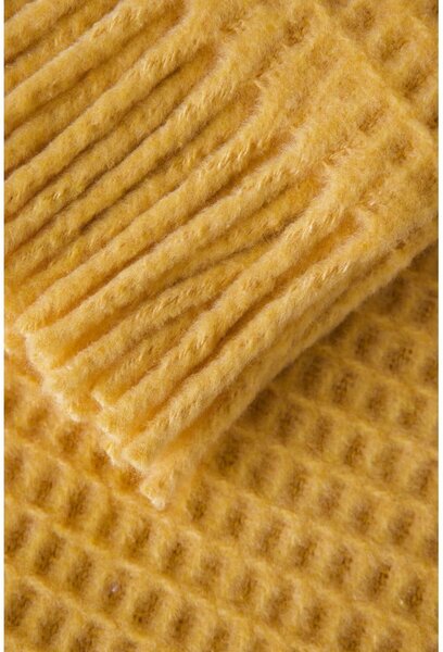 Žltý pléd s vafľovým vzorom Euromant Waffle, 140 x 180 cm