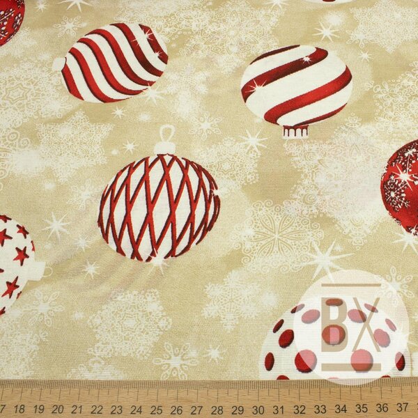 Metráž Španielska Loneta - Christmas Balls Beige