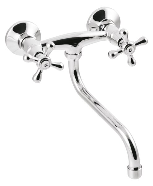 Invena Roma, umývadlová-drezová batéria s predĺženou výlevkou 250mm v type S, chrómová, INV-BC-22-00S-L