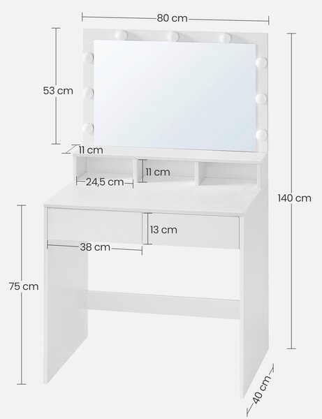 TOALETNÝ STOLÍK, biela, 80/40/140 cm Boxxx - Online Only drobný nábytok, Online Only