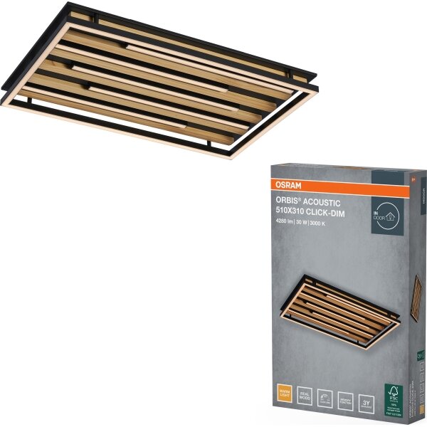 Osram - LED stmievateľné stropné svietidlo ORBIS ACOUSTIC LED/30W/230V 51x31 cm borovica