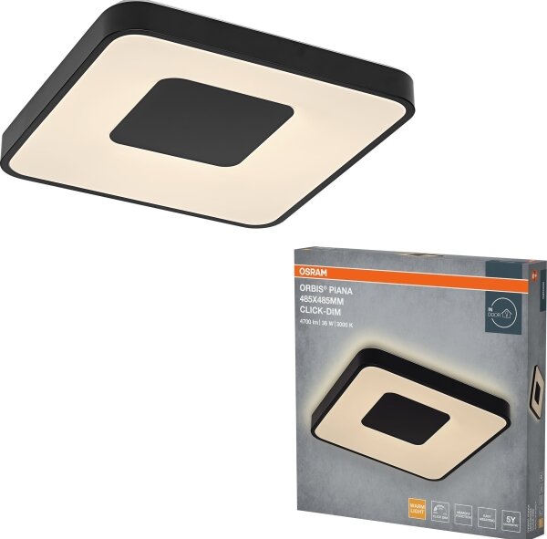 Osram - LED stmievateľné stropné svietidlo ORBIS PIANA LED/36W/230V 48,5x48,5 cm čierna