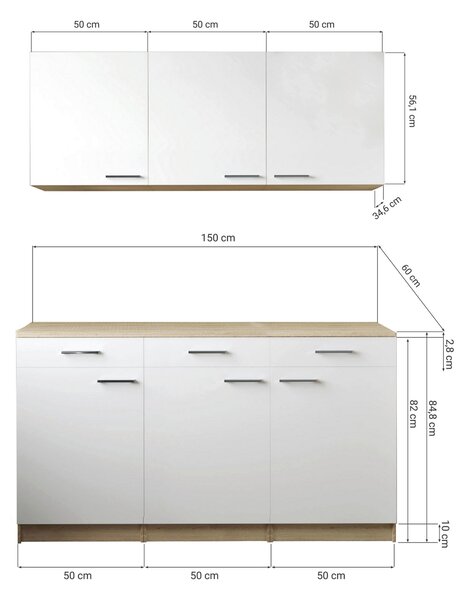 MINIKUCHYŇA 150 cm Respekta - Online Only kuchyne, Online Only