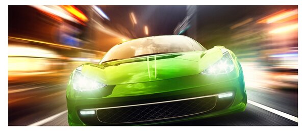 Obraz - Zelené závodné auto (120x50 cm)