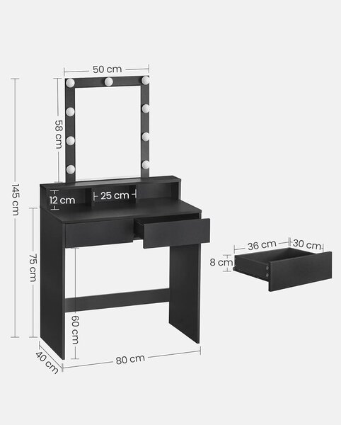TOALETNÝ STOLÍK, čierna, 80/40/145 cm Boxxx - Online Only drobný nábytok, Online Only