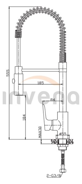 Invena Dokos, stojanková drezová batéria, chrómová, INV-BZ-19-S01-V