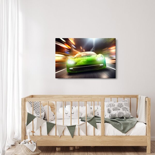 Obraz - Zelené závodné auto (90x60 cm)