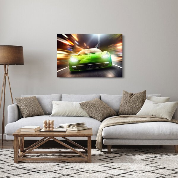 Obraz - Zelené závodné auto (90x60 cm)