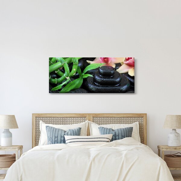 Obraz - Kamene a orchidey (120x50 cm)