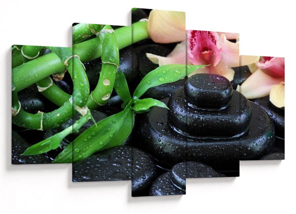 Obraz - Kamene a orchidey (150x105 cm)