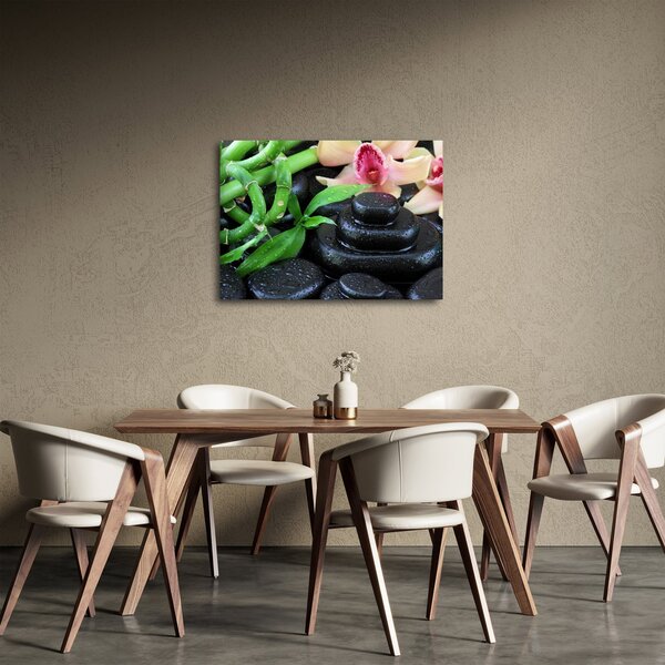 Obraz - Kamene a orchidey (70x50 cm)