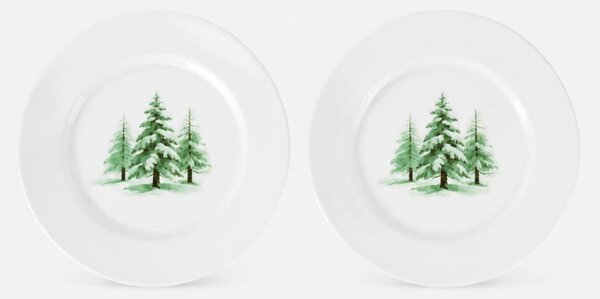 Sinsay - Sklenené raňajkové taniere s potlačou vianočného stromčeka 2 pack - zelená
