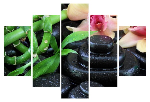 Obraz - Kamene a orchidey (150x105 cm)