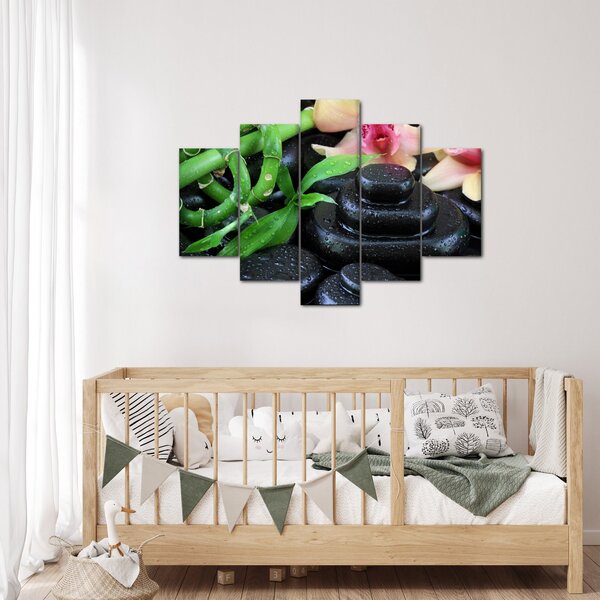 Obraz - Kamene a orchidey (150x105 cm)