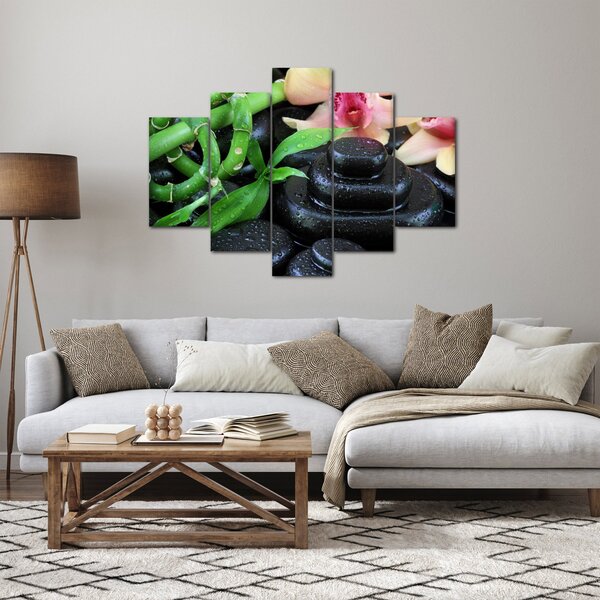 Obraz - Kamene a orchidey (150x105 cm)
