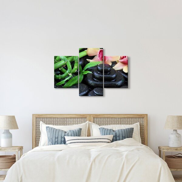 Obraz - Kamene a orchidey (90x60 cm)