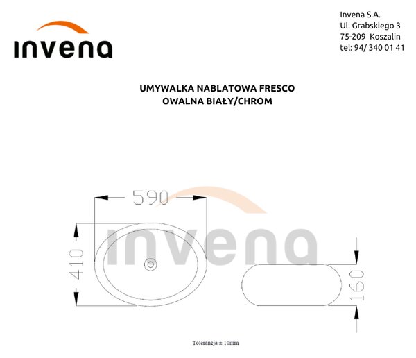 Invena Fresco, umývadlo na dosku 59x41x15 cm, biela-strieborná, INV-CE-31-001-W
