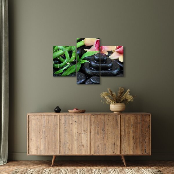 Obraz - Kamene a orchidey (90x60 cm)