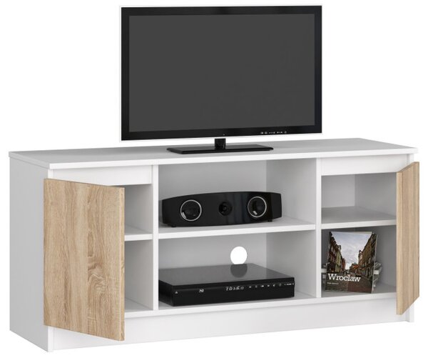 Stolík pod TV RTV 120 2D 1P biely / sonoma