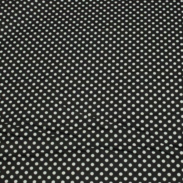 Metráž Bavlna vzorovaná - Biele bodky (3 mm) na čiernom