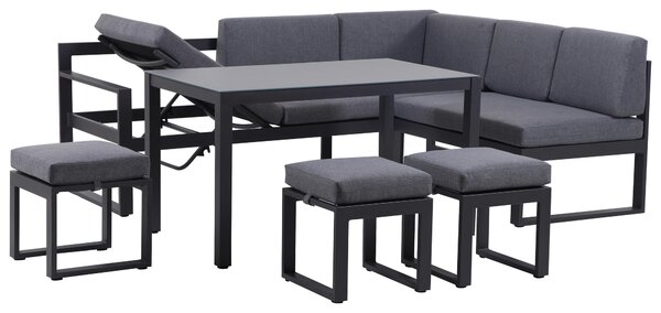 JEDÁLENSKÁ TERASOVÁ SÚPRAVA 6-dielne, kov, sklo, textil Ambia Garden - Online Only záhrada, Online Only