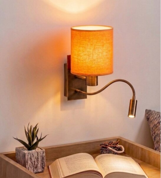 Brilagi - LED flexibilné nástenné svietidlo NUBILA 1xE27/25W/230V + LED/3W mosadz/oranžová
