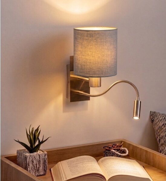Brilagi - LED flexibilná nástenná lampa NUBILA 1xE27/25W/230V+LED/3W chróm/svetlosivá