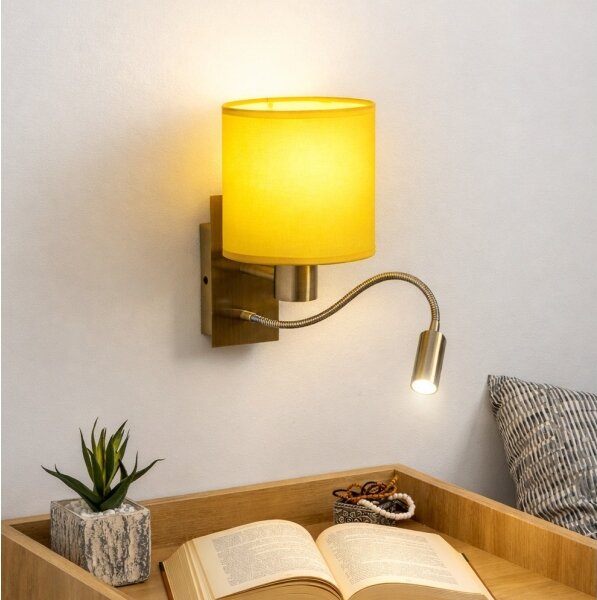 Brilagi-LED Flexibilná nástenná lampa NUBILA 1xE27/25W/230V + LED/3W mosadz/žltá