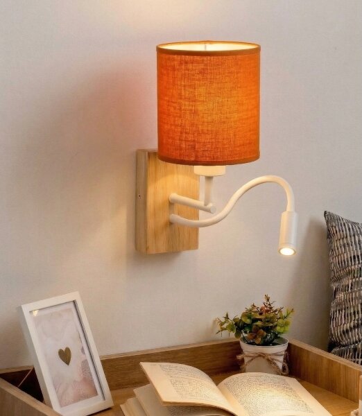 Brilagi - LED nástenná lampa NUBILA WOOD 1xE27/25W/230V + LED/3W dub/biela/oranžová