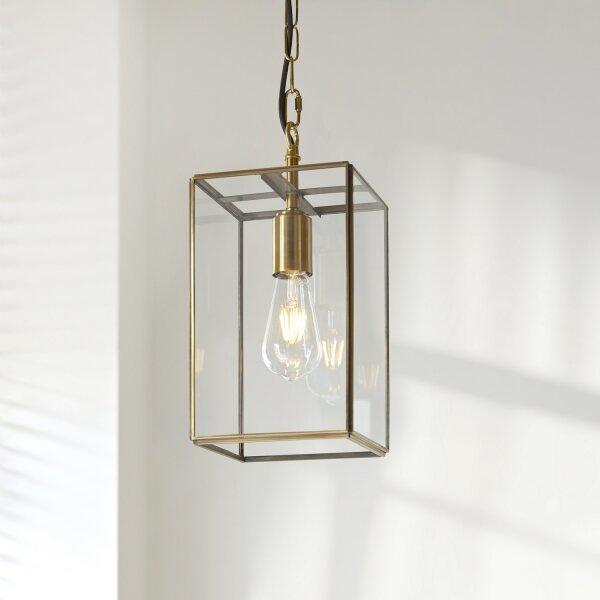 Endon 119142 - Luster na reťazi HAMMOND 1xE27/10W/230V 17x17 cm mosadz
