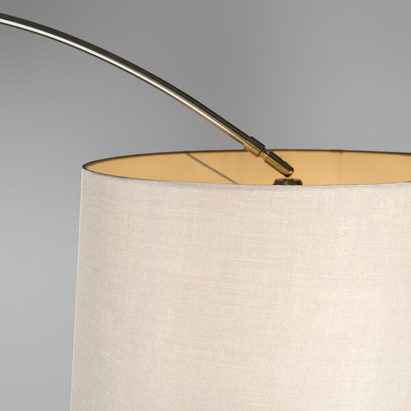 Oceľová oblúková lampa s bielym textilným tienidlom 45 cm - XXL