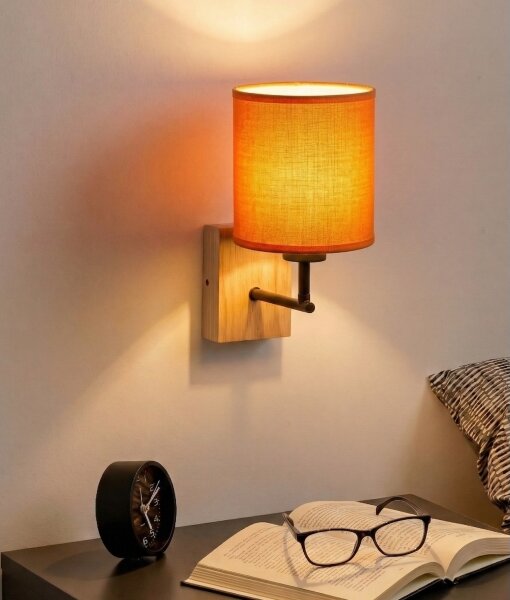 Brilagi - Nástenné svietidlo NUBILA WOOD 1xE27/25W/230V dub/čierna/oranžová