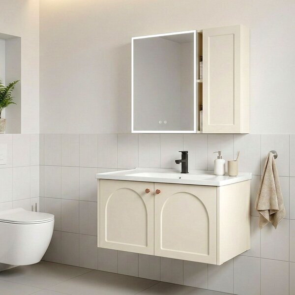 Súprava kúpeľňového nábytku s umývadlom Denver 80cm Creme