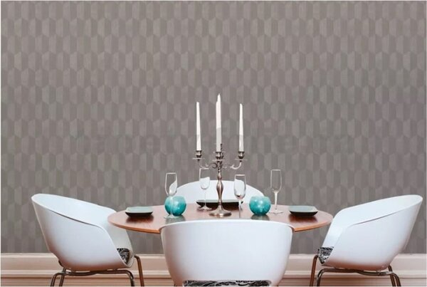 Vliesové tapety na stenu Geo Effect 38592-3, rozmer 10,05 m x 0,53 m, 3D sivobéžový geometrický vzor, A.S. CRÉATION