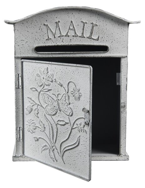 Svetlosivá retro poštová schránka Mail - 26*10*31 cm - Clayre & Eef