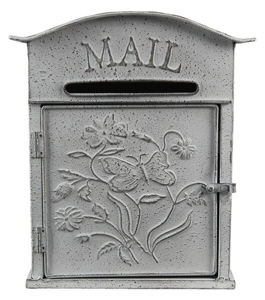Svetlosivá retro poštová schránka Mail - 26*10*31 cm - Clayre & Eef