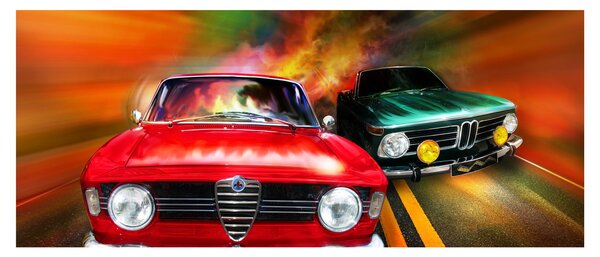 Obraz - Retro závodné autá (120x50 cm)